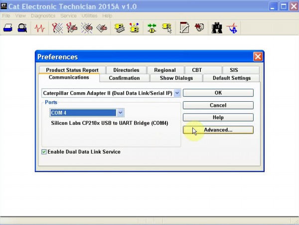 Écran logiciel réel 2015A Caterpillar ET3 Adapter III 1