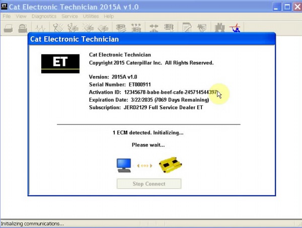 Écran logiciel réel 2015A Caterpillar ET3 Adapter III 2