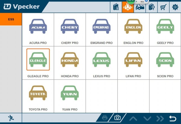 Affichage de liste de véhicule de servitude de VPECKER Easydiag