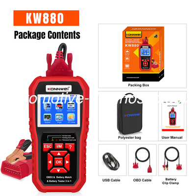 Un bon prix. KONNWEI KW880 Testeur de batterie Support Diagnostique & Testeur de batterie de voiture & Batterie de voiture Match 3 en 1 en ligne