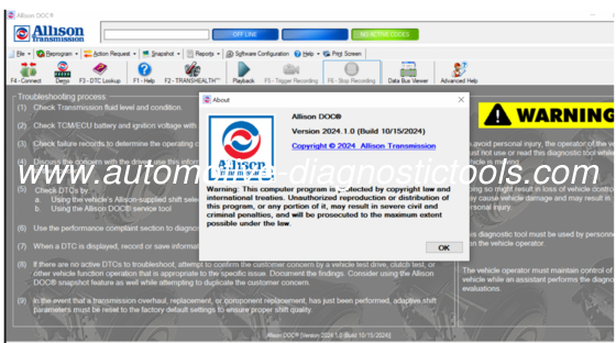 Un bon prix. Allison DOC Premium V2024.11 Logiciel de diagnostic de transmission Allison en ligne